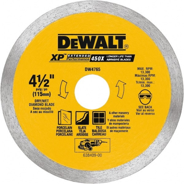 DeWALT Wet  Dry Cut Saw Blade: 4-1/2″ Dia, 5/8  7/8″ Arbor Hole  93122018 MSC Industrial Supply