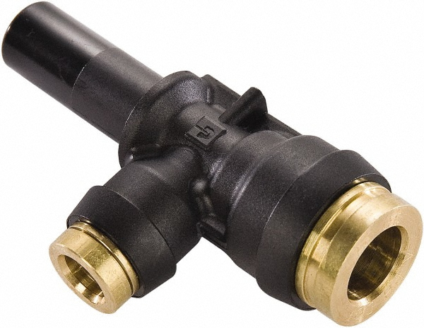 Push-To-Connect Tube to Stem Tube Fitting: Plug-In Run Tee, 1/4" OD