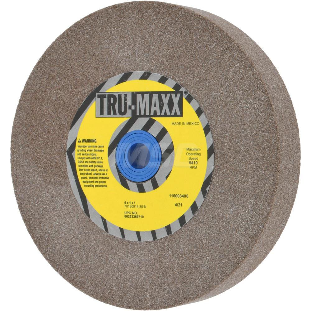 Tru-Maxx 66253269710 Bench & Pedestal Grinding Wheel: 6" Dia, 1" Thick, 1" Hole Dia, Aluminum Oxide Image