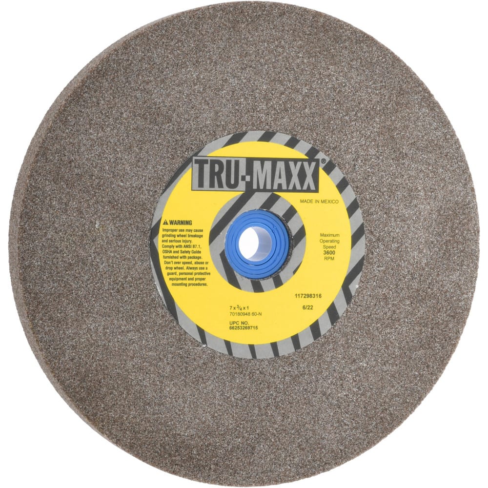 Tru-Maxx 66253269715 Bench & Pedestal Grinding Wheel: 7" Dia, 3/4" Thick, 1" Hole Dia, Aluminum Oxide 