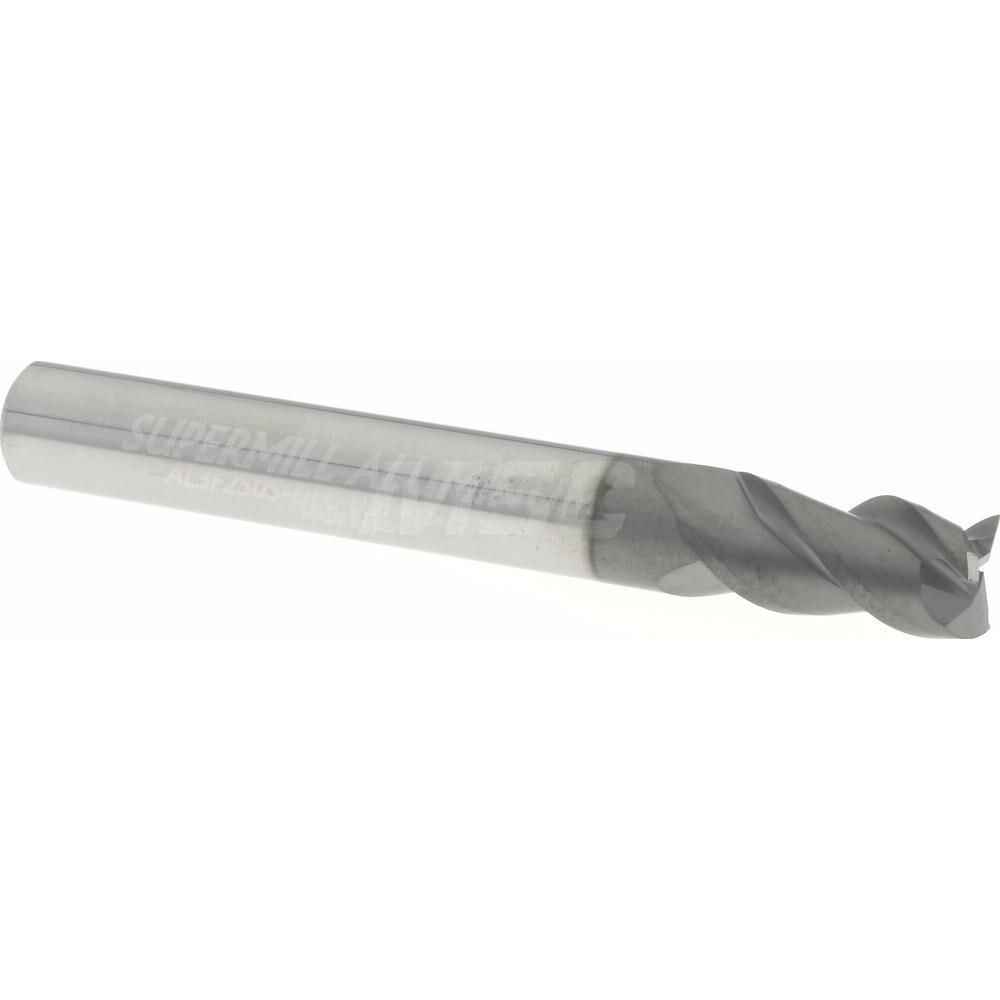 Square End Mill: 1/4'' Dia, 1/2'' LOC, 1/4'' Shank Dia, 2'' OAL, 3 Flutes, Solid Carbide