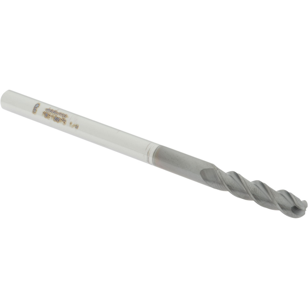 Accupro 12179203 Ball End Mill: 0.25" Dia, 1" LOC, 3 Flute, Solid Carbide 