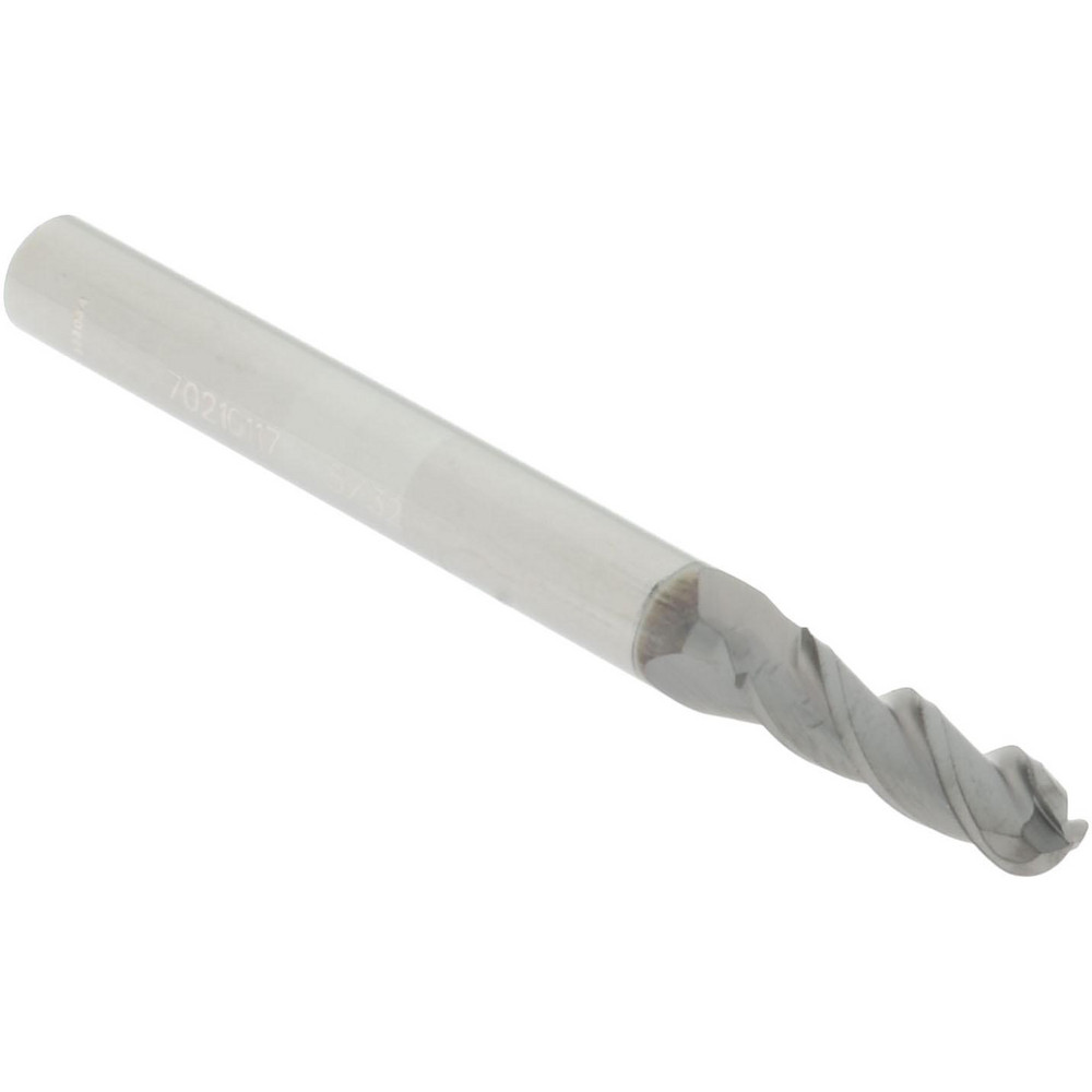 Accupro 12179160 Ball End Mill: 0.1562" Dia, 0.375" LOC, 3 Flute, Solid Carbide 