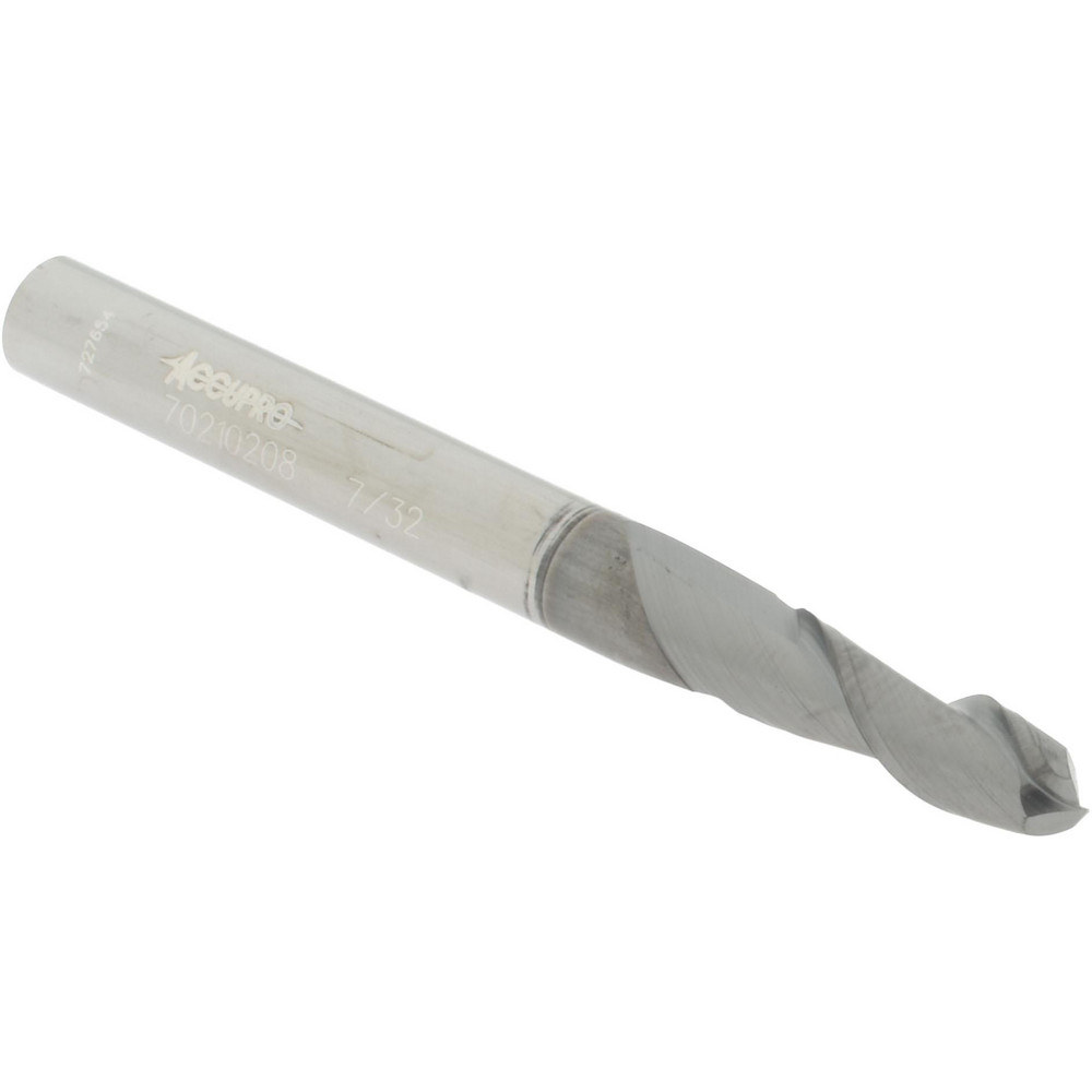 Accupro 12179096 Ball End Mill: 0.2188" Dia, 0.625" LOC, 2 Flute, Solid Carbide 