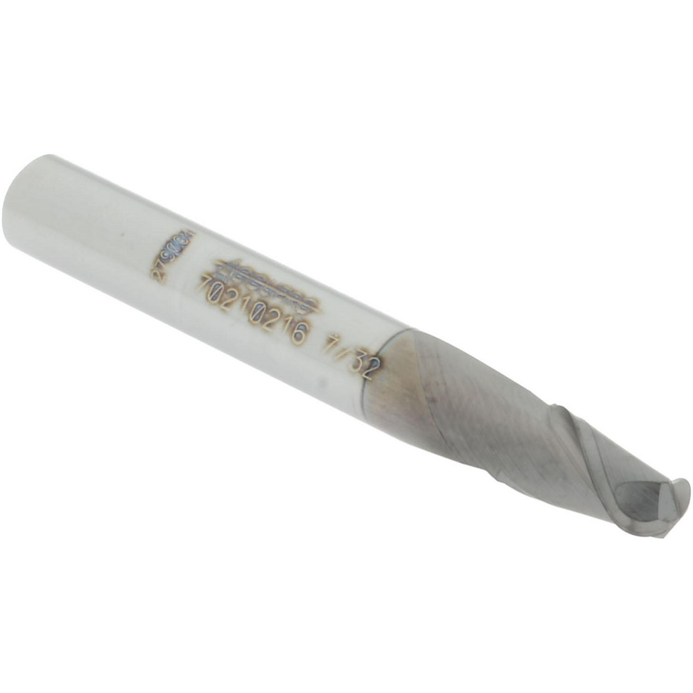 Accupro 12179118 Ball End Mill: 0.2188" Dia, 0.375" LOC, 2 Flute, Solid Carbide 
