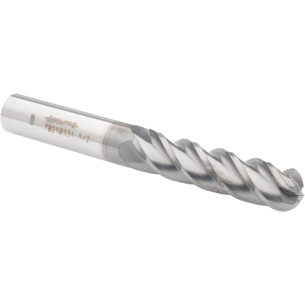 12179282 Ball End Mill: 0.5" Dia, 2" LOC, 4 Flute, Solid Carbide  