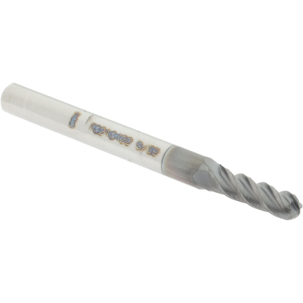 12179221 Ball End Mill: 0.1562" Dia, 0.375" LOC, 4 Flute, Solid Carbide  