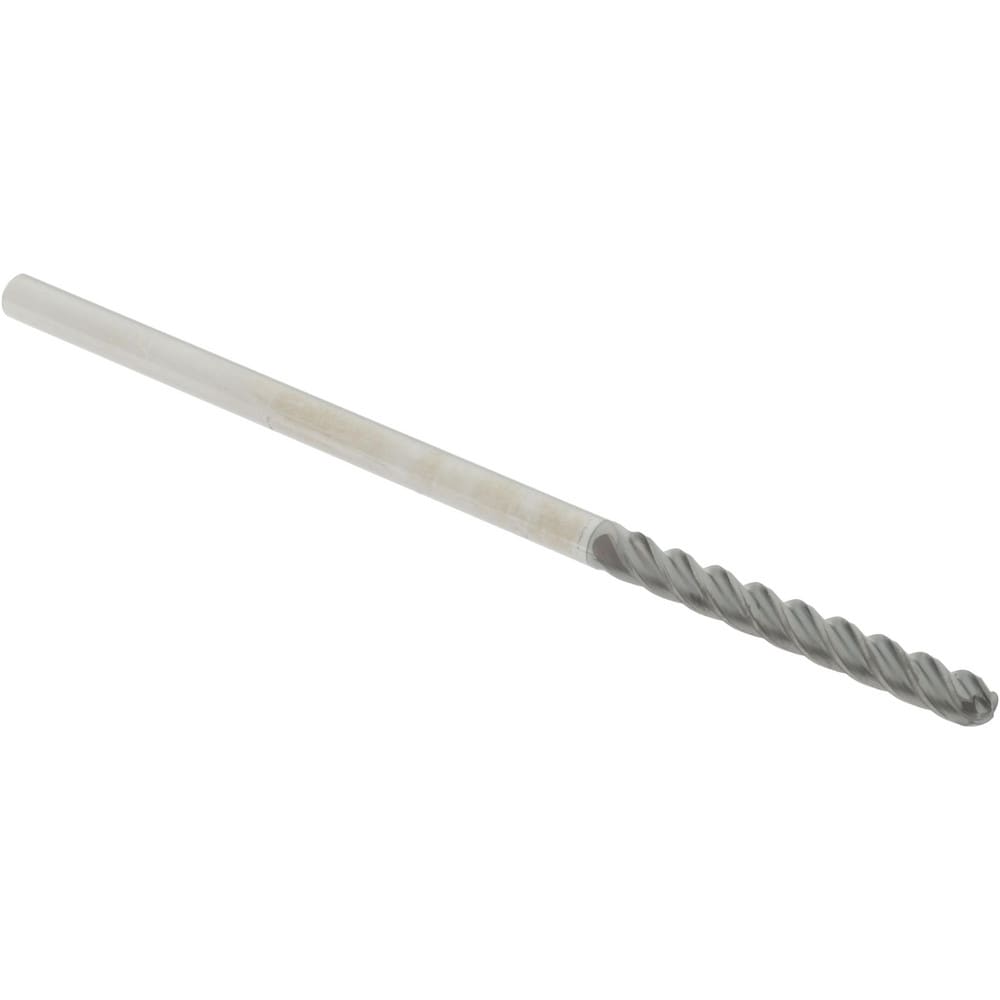 Ball End Mill: 0.125" Dia, 1" LOC, 4 Flute, Solid Carbide
