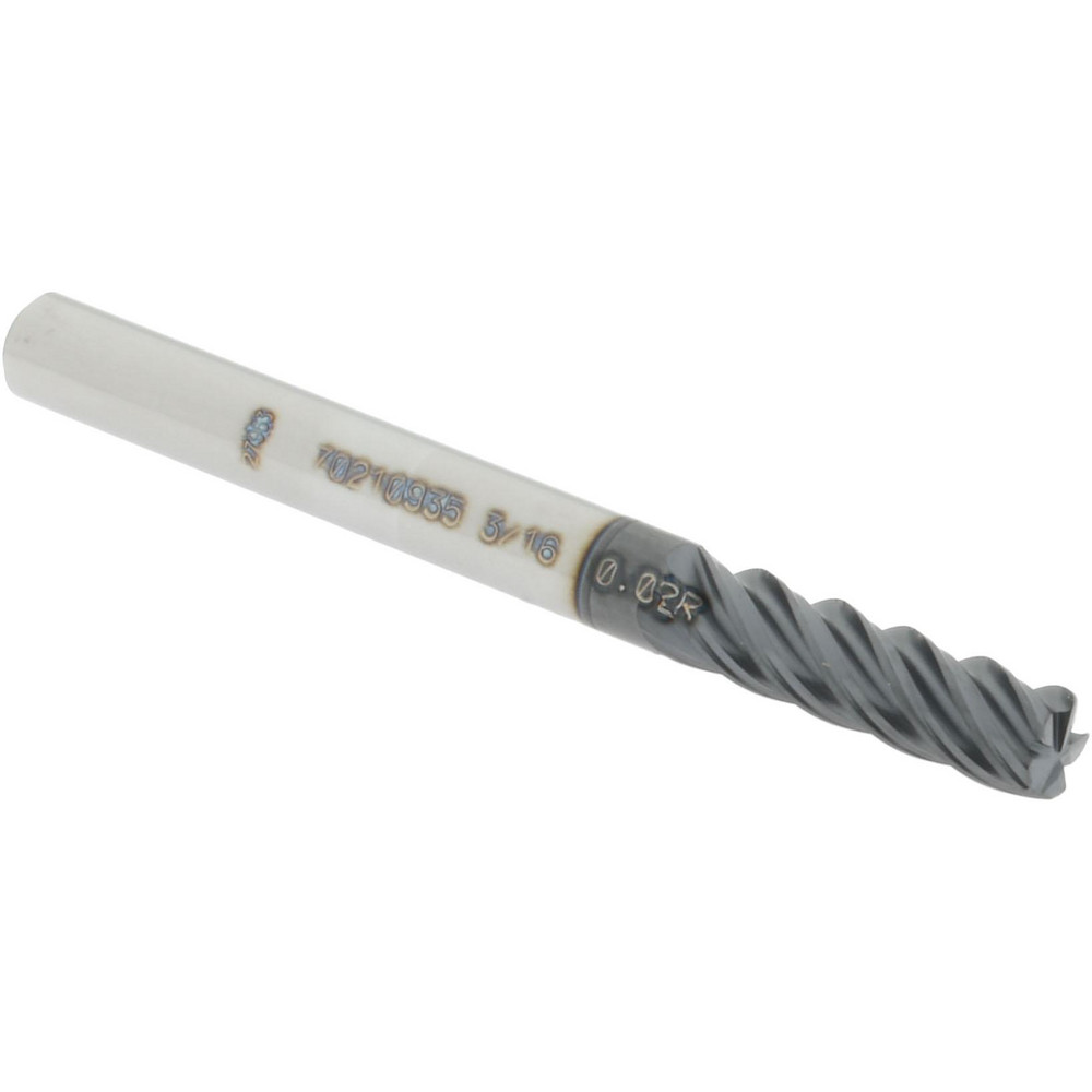 12178657 Corner Radius End Mill: 3/16" Dia, 5/8" LOC, 0.02" Radius, 5 Flutes, Solid Carbide  