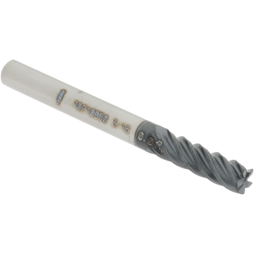 12178638 Corner Radius End Mill: 3/16" Dia, 5/8" LOC, 0.01" Radius, 5 Flutes, Solid Carbide  