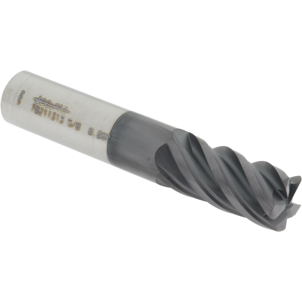 12179388 Corner Radius End Mill: 5/8" Dia, 1-1/4" LOC, 0.06" Radius, 5 Flutes, Solid Carbide  