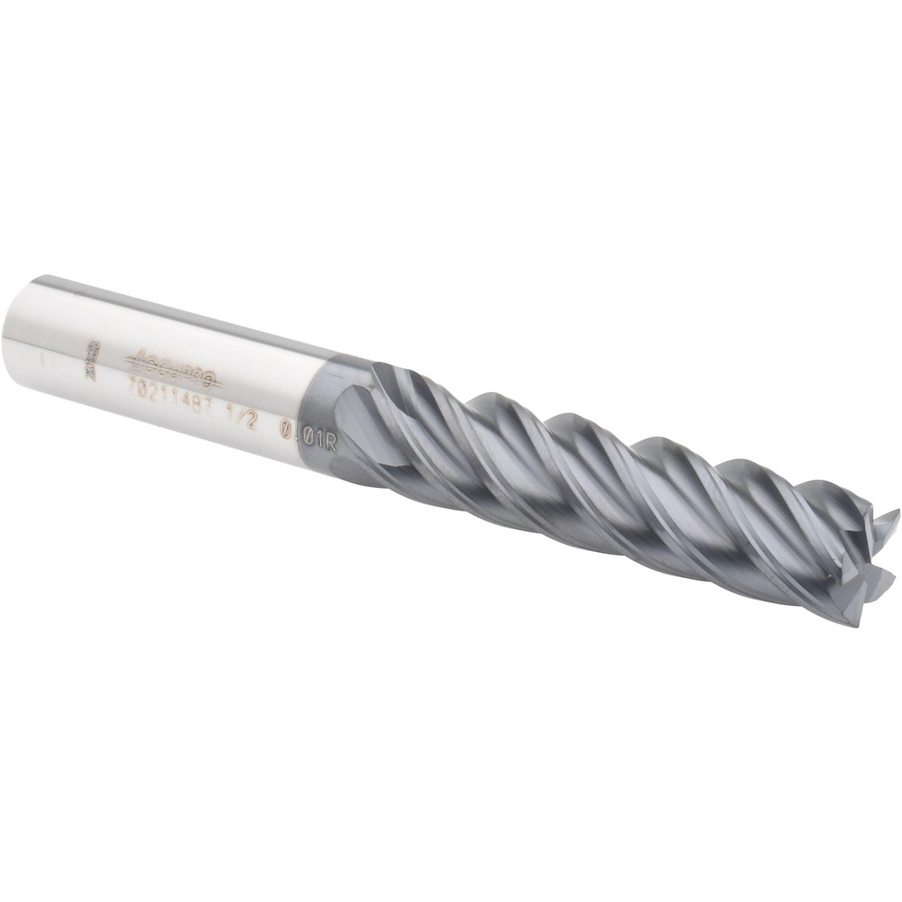 12177679 Corner Radius End Mill: 1/2" Dia, 2" LOC, 0.01" Radius, 5 Flutes, Solid Carbide  