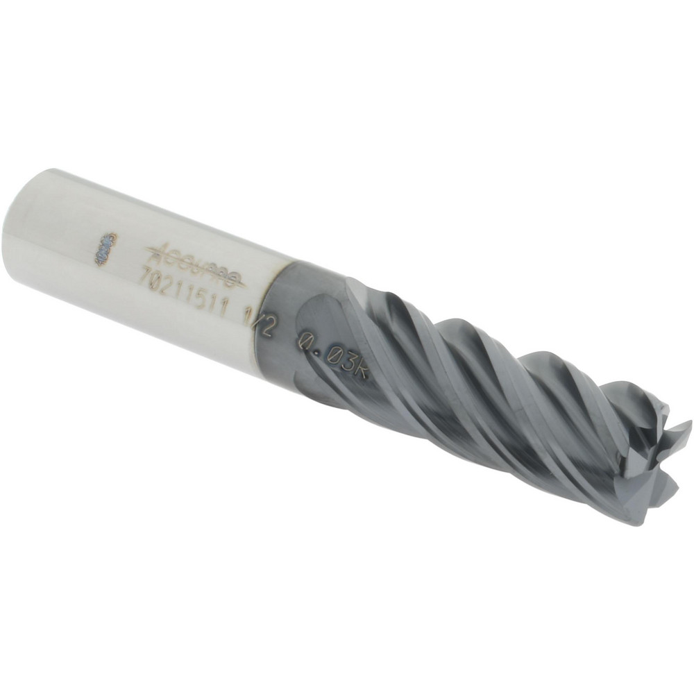 12178671 Corner Radius End Mill: 1/2" Dia, 1-1/4" LOC, 0.03" Radius, 5 Flutes, Solid Carbide  