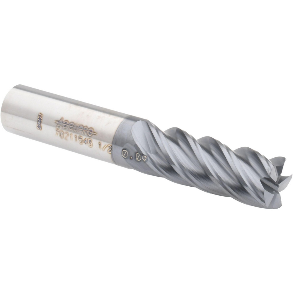 12178645 Corner Radius End Mill: 1/2" Dia, 1-1/4" LOC, 0.01" Radius, 5 Flutes, Solid Carbide  