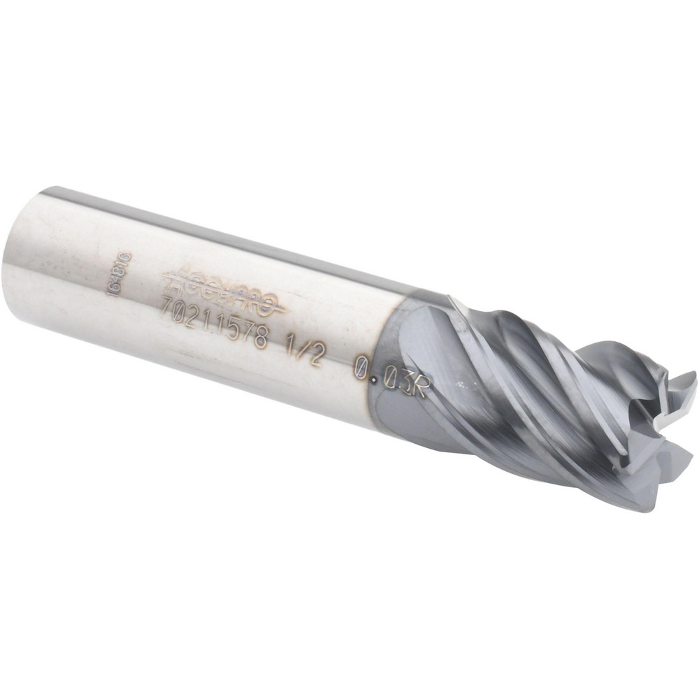 12178672 Corner Radius End Mill: 1/2" Dia, 5/8" LOC, 0.03" Radius, 5 Flutes, Solid Carbide  