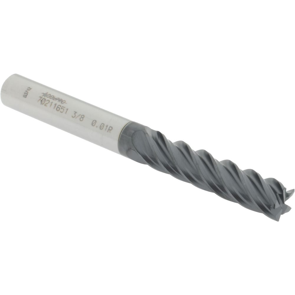 Accupro 12178644 Corner Radius End Mill: 3/8" Dia, 1-1/2" LOC, 0.01" Radius, 5 Flutes, Solid Carbide 