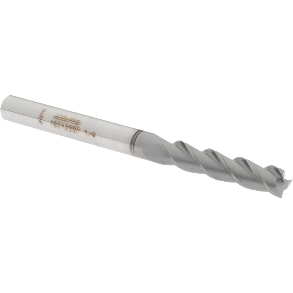 Accupro 12178923 Square End Mill: 1/4 Dia, 1-1/8 LOC, 1/4 Shank Dia, 3 OAL, 3 Flutes, Solid Carbide 