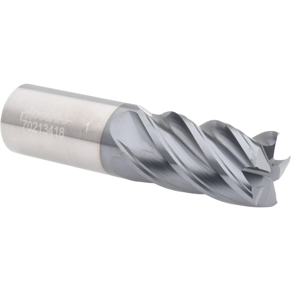 Accupro 12180762 Square End Mill: 1 Dia, 1-3/4 LOC, 1 Shank Dia, 4 OAL, 5 Flutes, Solid Carbide 