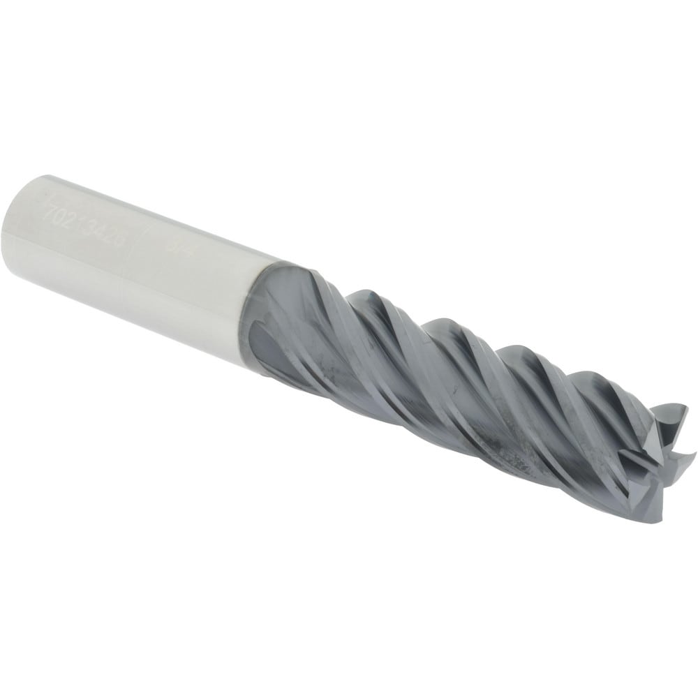 Accupro 12180758 Square End Mill: 3/4 Dia, 2-1/2 LOC, 3/4 Shank Dia, 5 OAL, 5 Flutes, Solid Carbide 