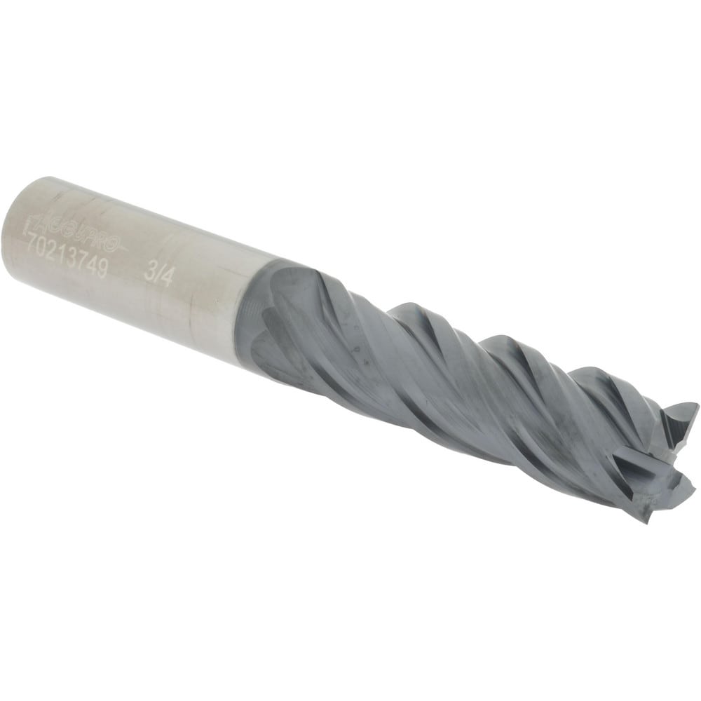 Accupro 12180473 Square End Mill: 3/4 Dia, 2-1/2 LOC, 3/4 Shank Dia, 5 OAL, 4 Flutes, Solid Carbide 