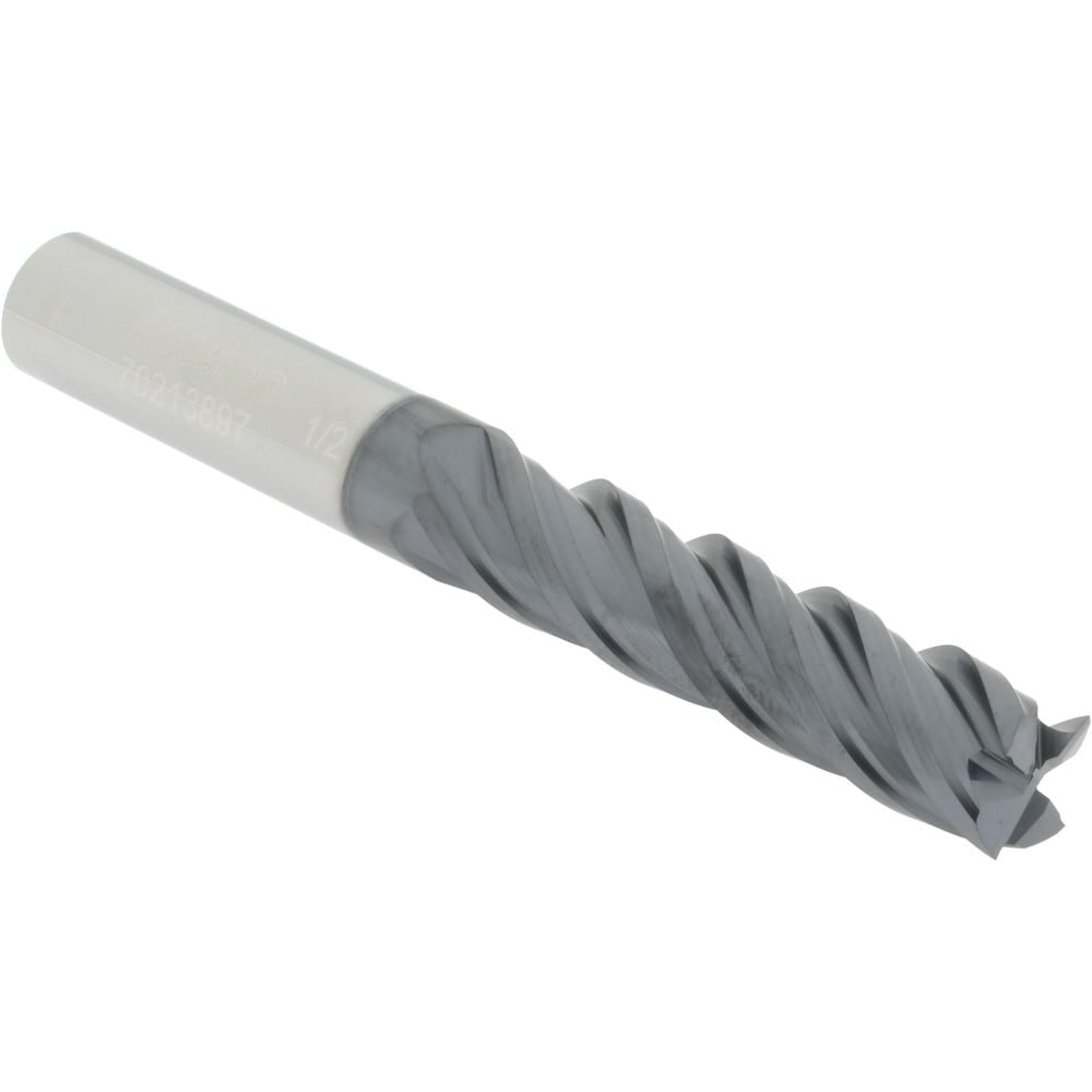 Accupro 12180455 Square End Mill: 1/2 Dia, 2 LOC, 1/2 Shank Dia, 4 OAL, 4 Flutes, Solid Carbide 