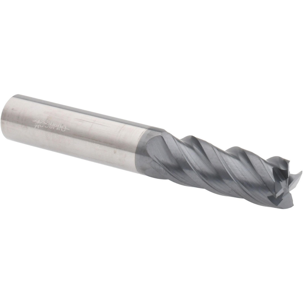 12180439 Square End Mill: 3/8 Dia, 7/8 LOC, 3/8 Shank Dia, 2-1/2 OAL, 4 Flutes, Solid Carbide  
