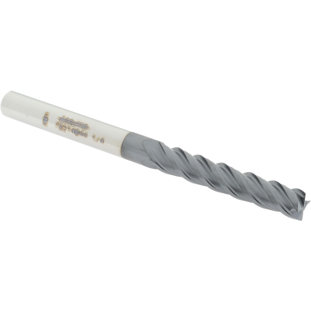 12180431 Square End Mill: 1/4 Dia, 1-1/4 LOC, 1/4 Shank Dia, 3 OAL, 4 Flutes, Solid Carbide  