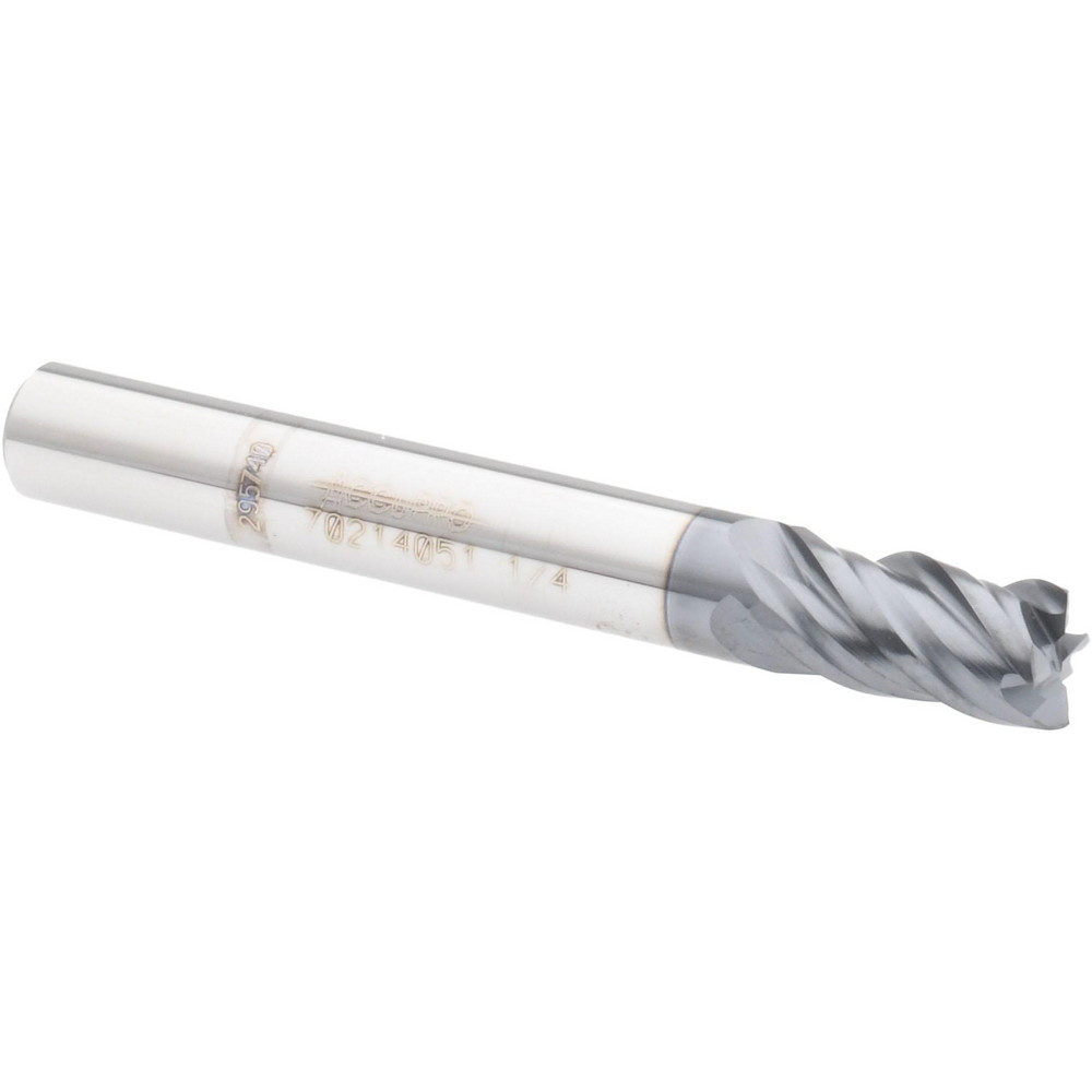 12180429 Square End Mill: 1/4 Dia, 3/8 LOC, 1/4 Shank Dia, 2 OAL, 4 Flutes, Solid Carbide  