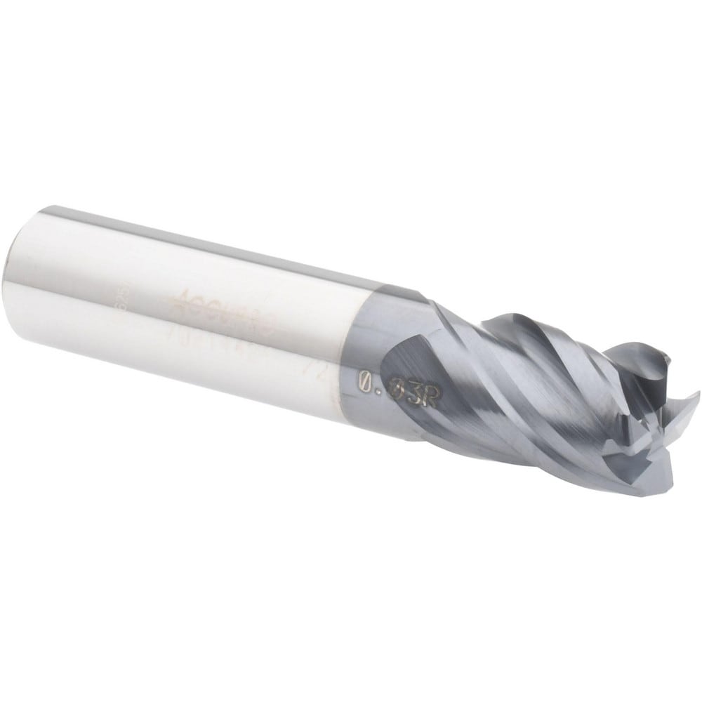 Accupro 12180604 Corner Radius End Mill: 1/2" Dia, 5/8" LOC, 0.03" Radius, 4 Flutes, Solid Carbide 