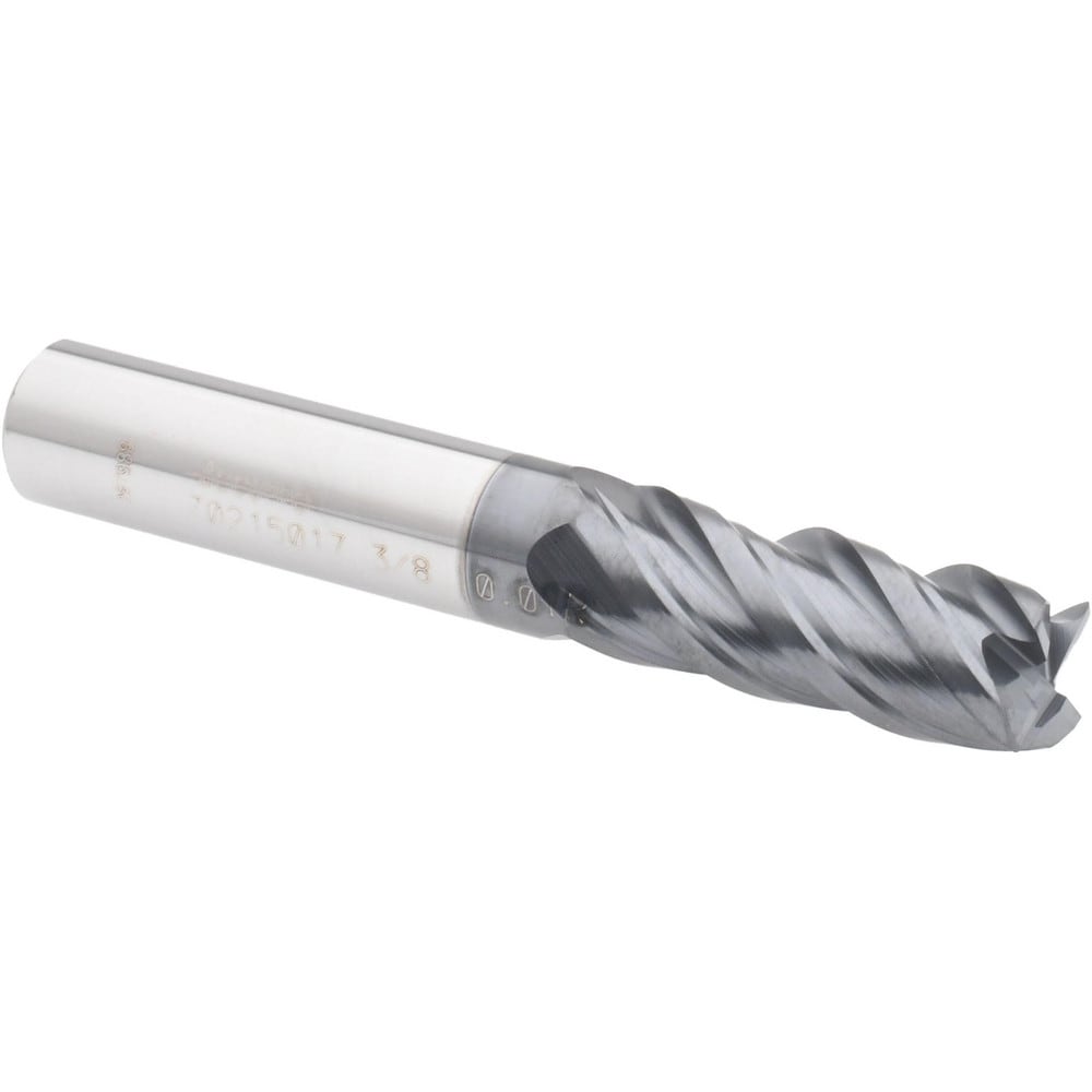 Accupro 12180495 Corner Radius End Mill: 3/8" Dia, 7/8" LOC, 0.01" Radius, 4 Flutes, Solid Carbide 