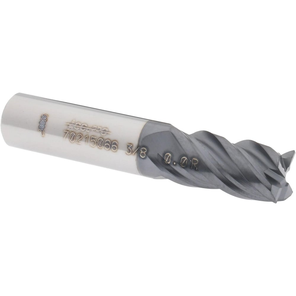 Accupro 12180497 Corner Radius End Mill: 3/8" Dia, 5/8" LOC, 0.01" Radius, 4 Flutes, Solid Carbide 