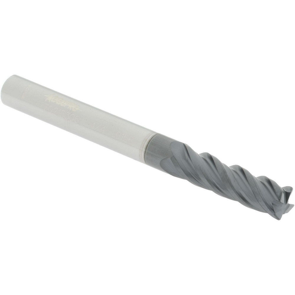 12180521 Corner Radius End Mill: 1/4" Dia, 3/4" LOC, 0.015" Radius, 4 Flutes, Solid Carbide  