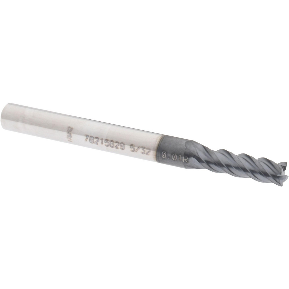12180481 Corner Radius End Mill: 0.1562" Dia, 1/2" LOC, 0.01" Radius, 4 Flutes, Solid Carbide  