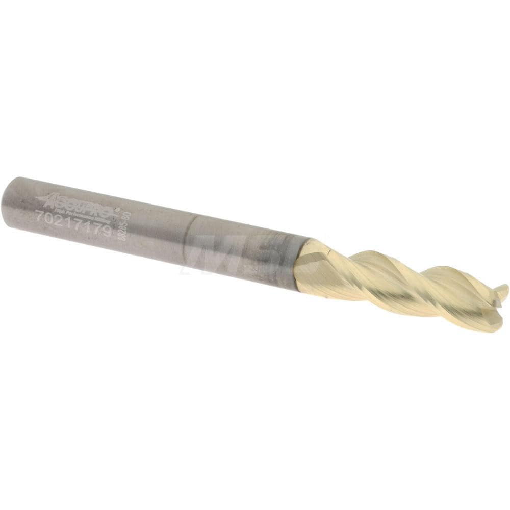 Accupro 350-25012-045C5 Corner Radius End Mill: 1/4" Dia, 3/4" LOC, 0.045" Radius, 3 Flutes, Solid Carbide 