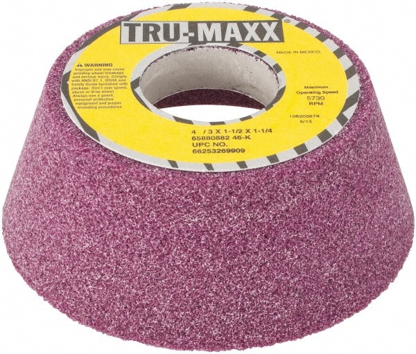 Tru-Maxx 66253269909 Surface Grinding Wheel: 4" Dia, 1-1/2" Thick, 1-1/4" Hole, 46 Grit, K Hardness Image