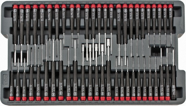 Wiha 51 Piece Hex, Nut Driver, Phillips, Slotted & Torx Screwdriver Set - Bit Sizes: Hex SAE 0.028, 0.035, 0.05, 1/16, 5/64, 3/32, 7/64, 1/8, 9/64 &