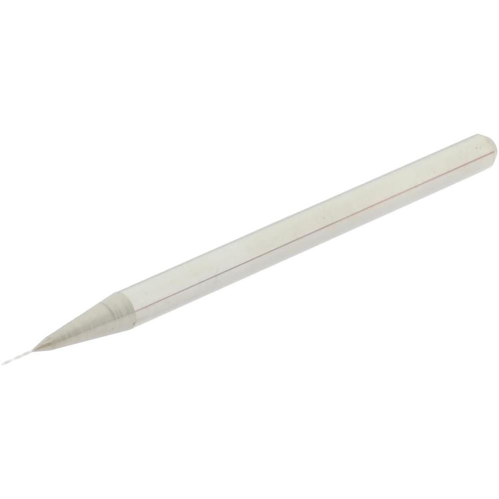 Chucking Reamer: 0.24 mm Dia, 50 mm OAL, 1.5 mm Flute Length, Spiral Flute, Straight Shank, Solid Carbide