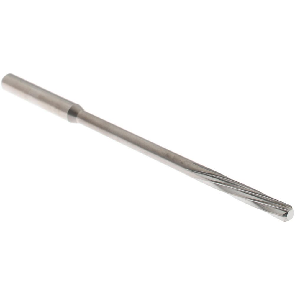 Chucking Reamer: #34, 75 mm OAL, 14 mm Flute Length, Spiral Flute, Straight Shank, Solid Carbide