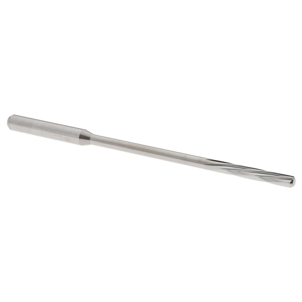 Chucking Reamer: #38, 75 mm OAL, 14 mm Flute Length, Spiral Flute, Straight Shank, Solid Carbide
