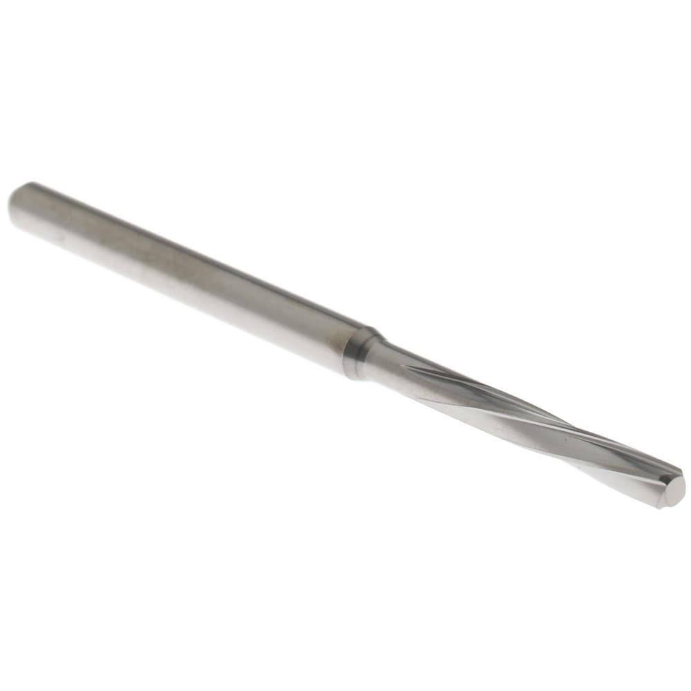 Chucking Reamer: #43, 50 mm OAL, 11 mm Flute Length, Spiral Flute, Straight Shank, Solid Carbide