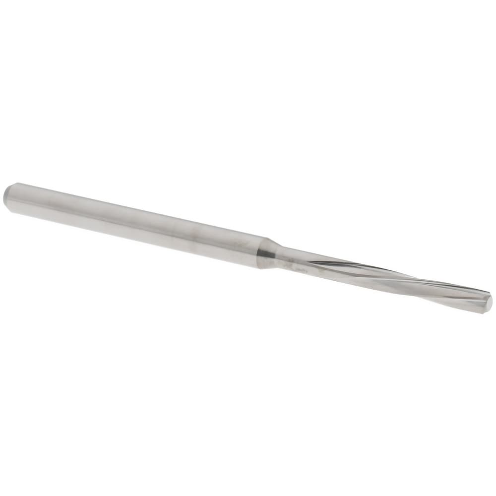 Chucking Reamer: #45, 50 mm OAL, 11 mm Flute Length, Spiral Flute, Straight Shank, Solid Carbide