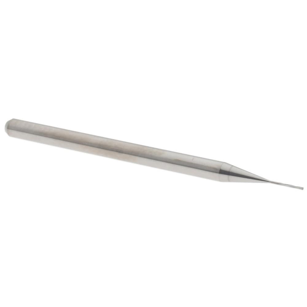 Chucking Reamer: 0.4 mm Dia, 50 mm OAL, 2.5 mm Flute Length, Spiral Flute, Straight Shank, Solid Carbide