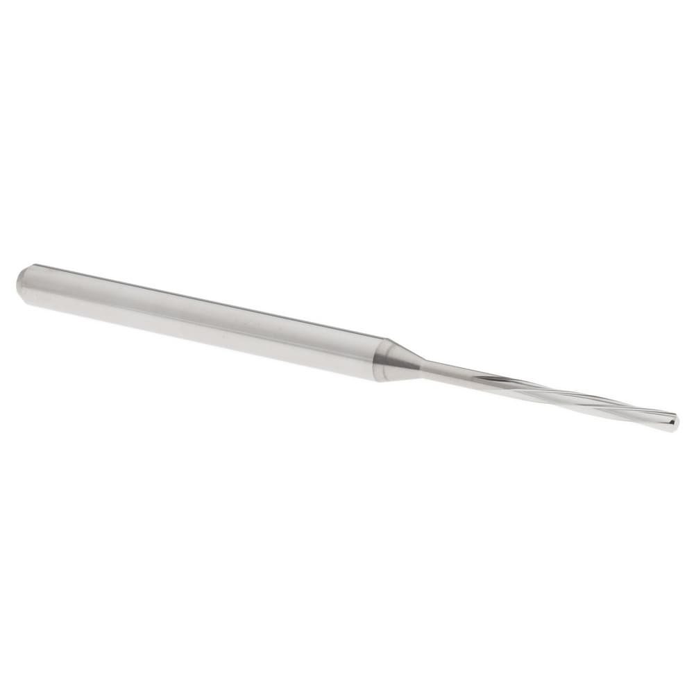 Chucking Reamer: 1.28 mm Dia, 50 mm OAL, 10 mm Flute Length, Spiral Flute, Straight Shank, Solid Carbide