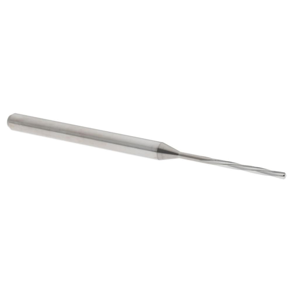 Chucking Reamer: #57, 50 mm OAL, 10 mm Flute Length, Spiral Flute, Straight Shank, Solid Carbide