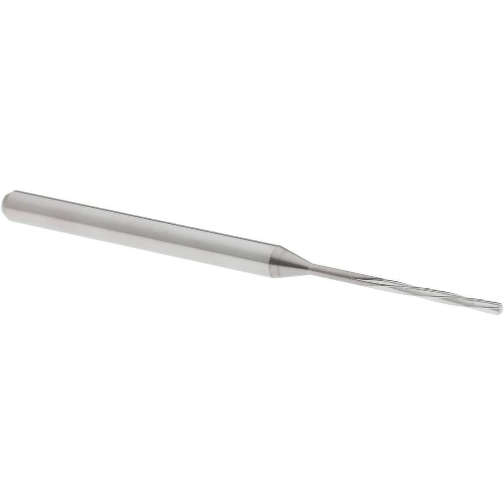 Chucking Reamer: 1.06 mm Dia, 50 mm OAL, 10 mm Flute Length, Spiral Flute, Straight Shank, Solid Carbide