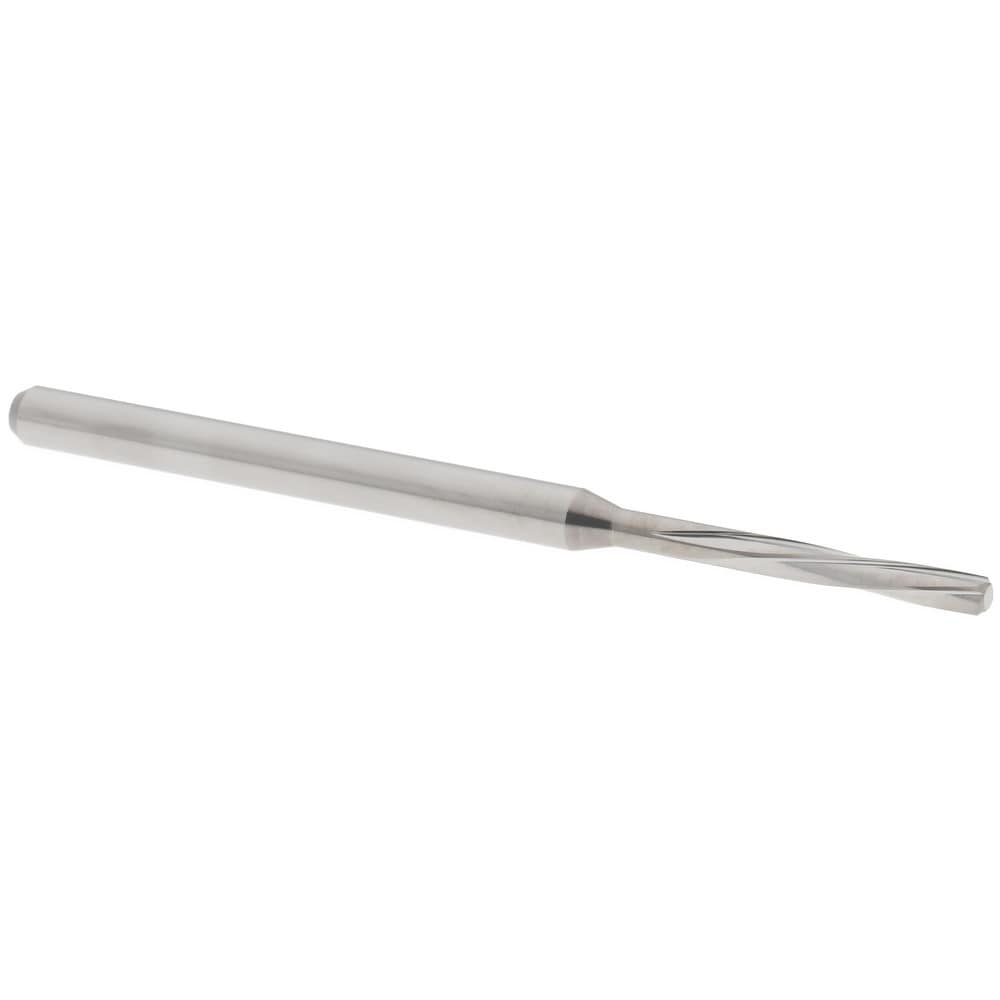 Chucking Reamer: #49, 50 mm OAL, 10 mm Flute Length, Spiral Flute, Straight Shank, Solid Carbide