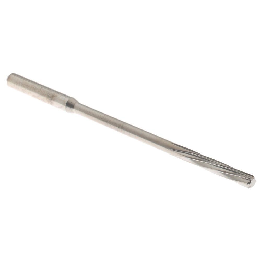 Chucking Reamer: #33, 75 mm OAL, 14 mm Flute Length, Spiral Flute, Straight Shank, Solid Carbide