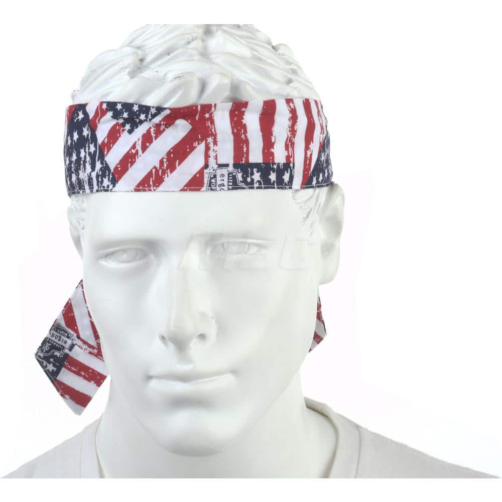 Cooling Headband: Size Universal, Blue, Red & White, Cooling Relief, Hand Washable & Low-Profile