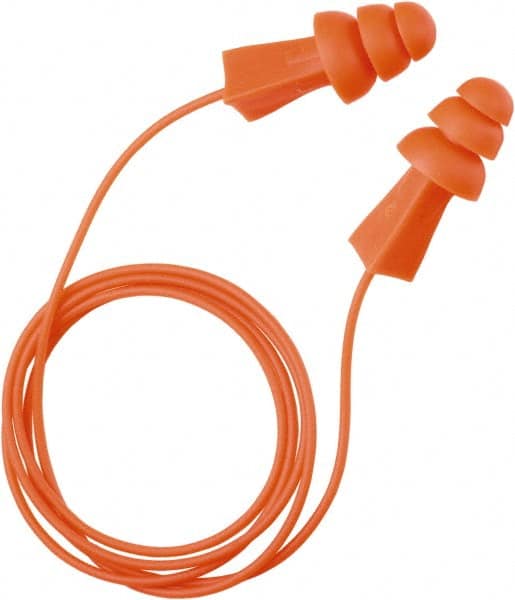 Earplugs: 27 dB, Rubber, Flanged, No Roll, Corded