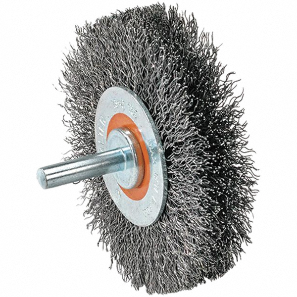 Wheel Brush: 2" Wheel Dia, Crimped